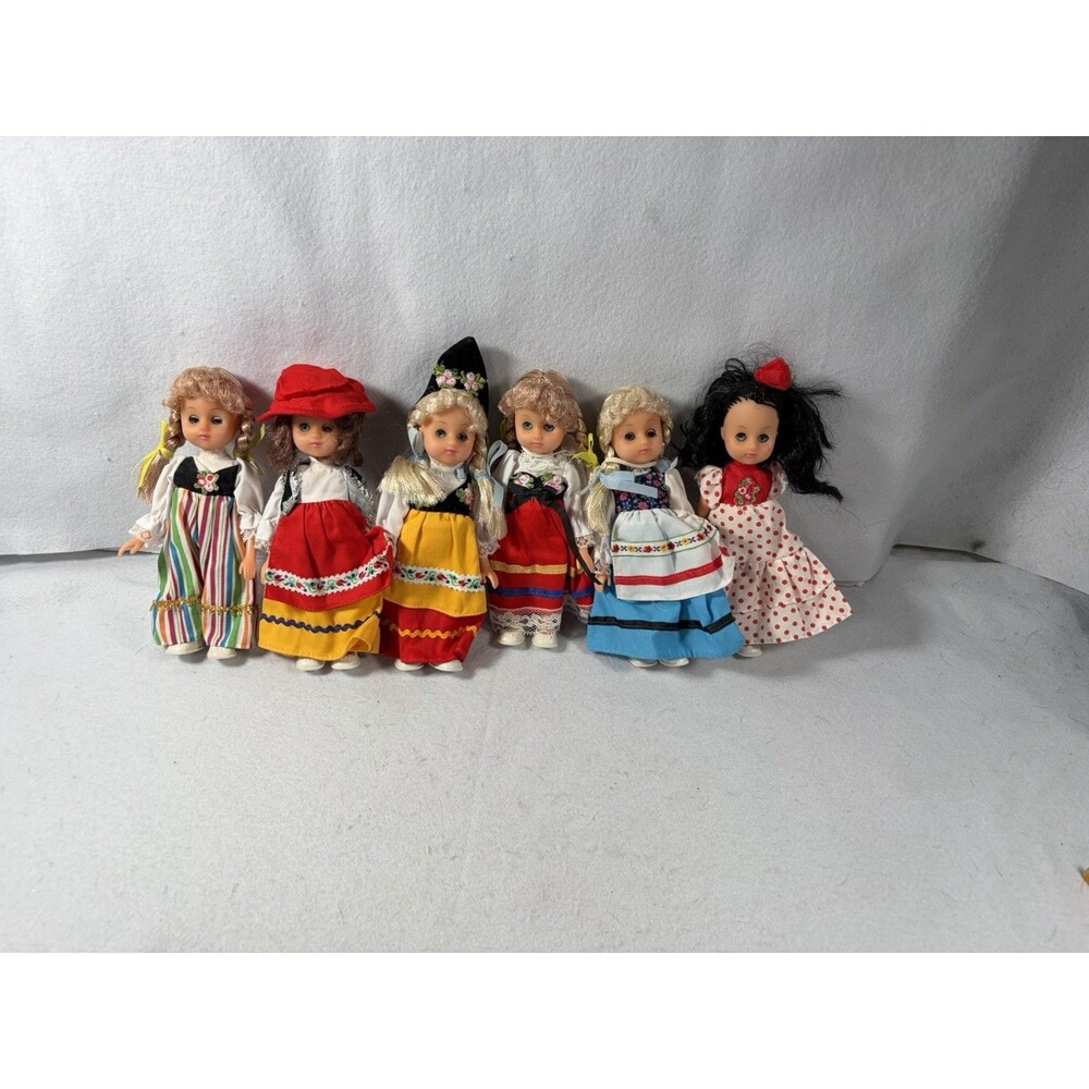 Vintage (6) Sleepy Eyes Traditional Costume Doll European Souvenir Dolls